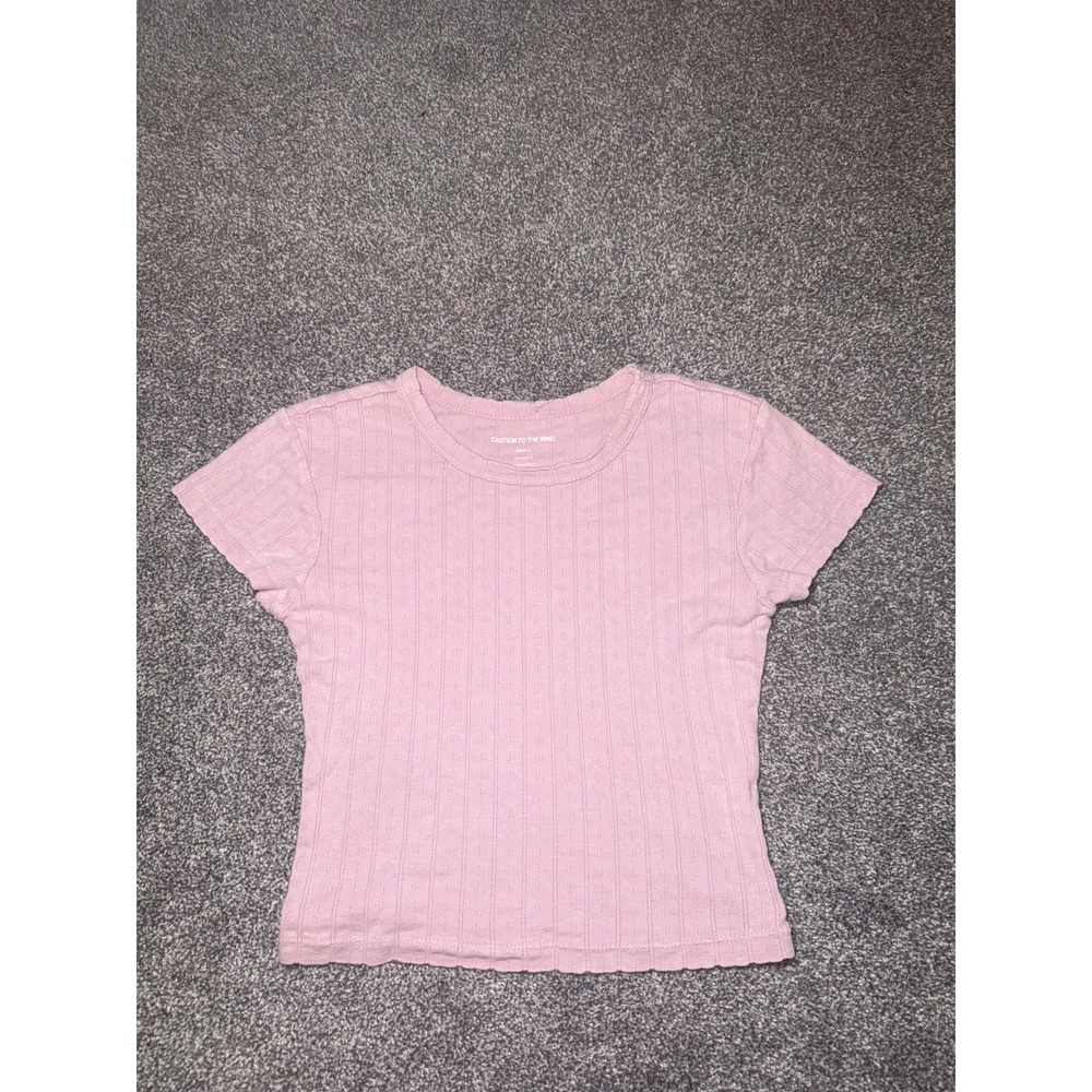 Caution to the Wind Women's Pink Short Sleeve Baby Tee - S - NWOT -‎ 100% Cotton